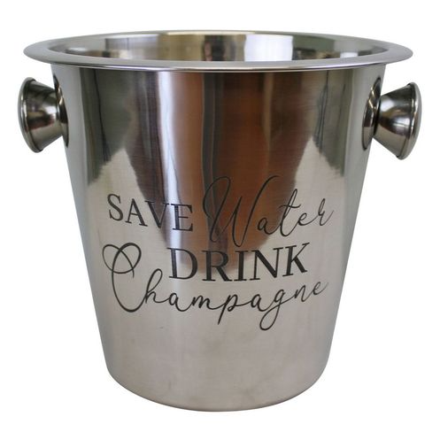 Elegant Stainless Steel Champagne Bucket: 'Save Water, Drink Champagne'