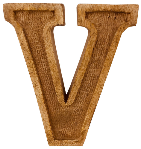 Rustic Hand-Carved Wooden Letter V - Unique Home Décor Accent