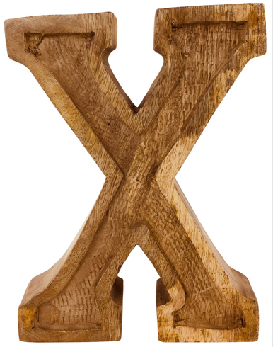 Rustic Hand-Carved Wooden Letter X - Unique Home Décor Accent