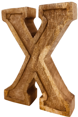 Rustic Hand-Carved Wooden Letter X - Unique Home Décor Accent