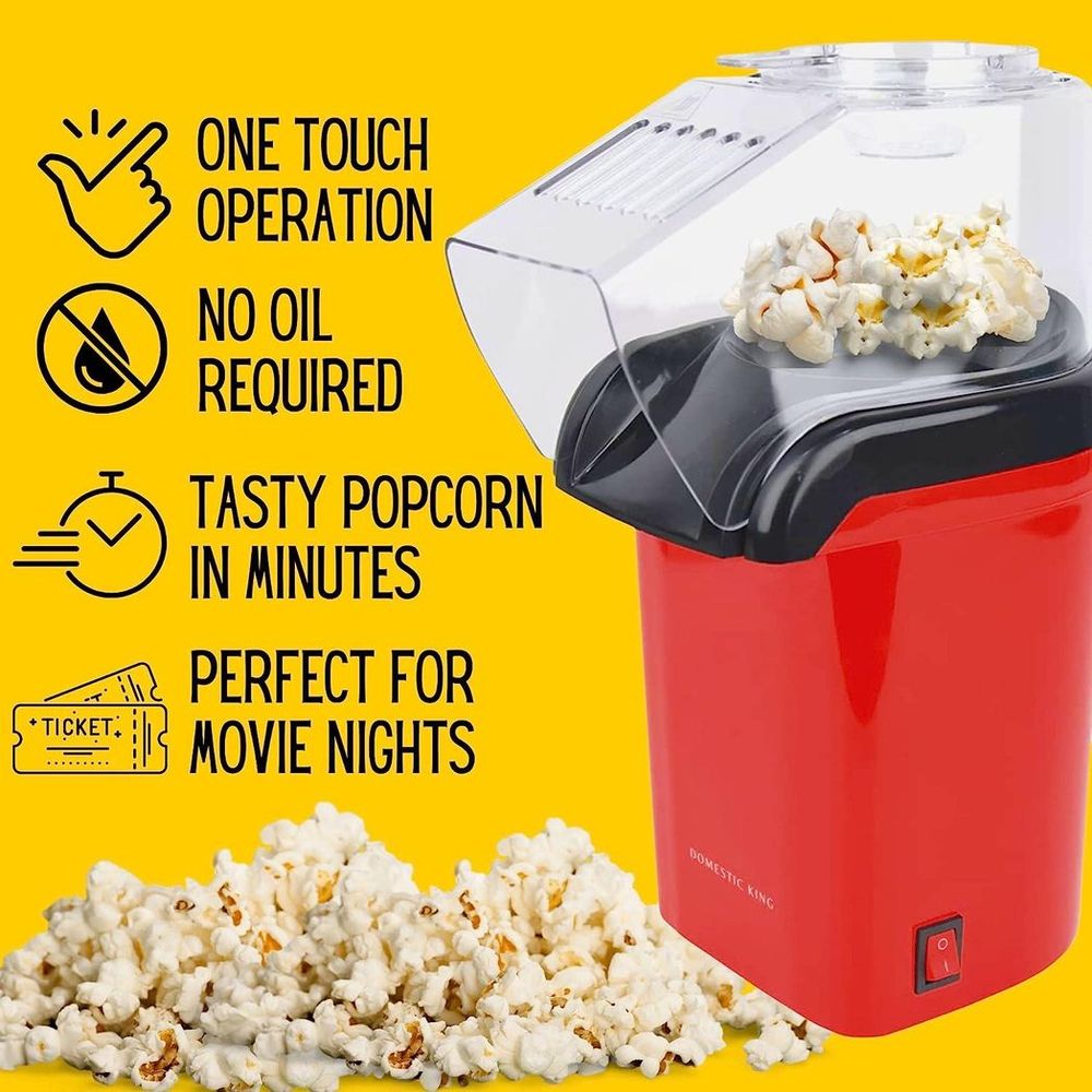 Domestic King 1200W Healthy Home Popcorn Maker - Quick & Easy Snacks!