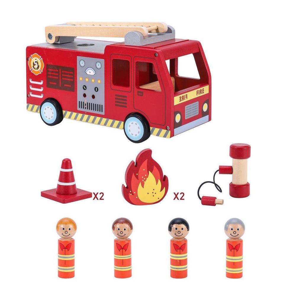 SOKA Wooden Fire Engine Set - Ignite Imagination & Active Play Fun!