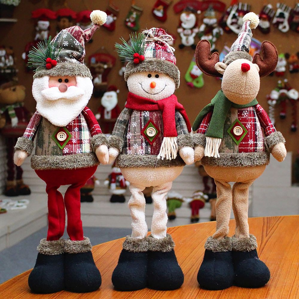 Stretchable Plush Christmas Characters: Santa, Snowman & Moose Decor 2024