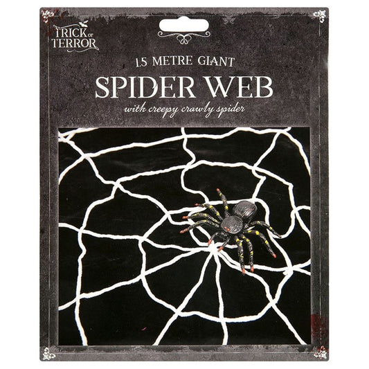 Spooktacular 1.5M Halloween Spider Web & Giant Black/Yellow Spider Decoration