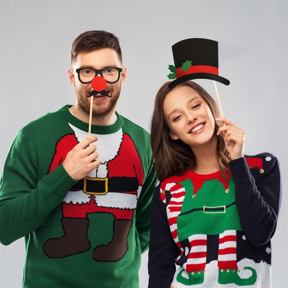 Ultimate 25pc Christmas Photo Booth Fun Set with Props & Selfie Frame!