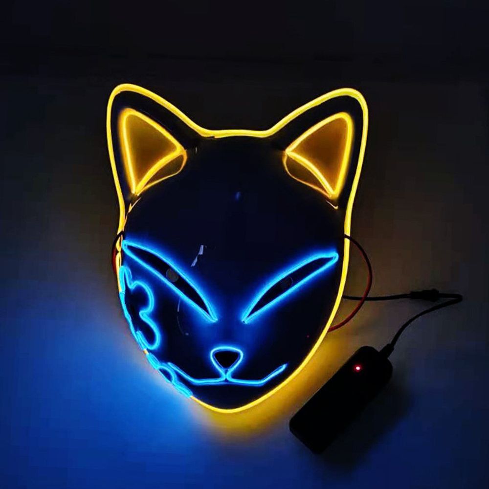 Vibrant LED Demon Slayer Mask - Ultimate Neon Cosplay for Halloween Parties!