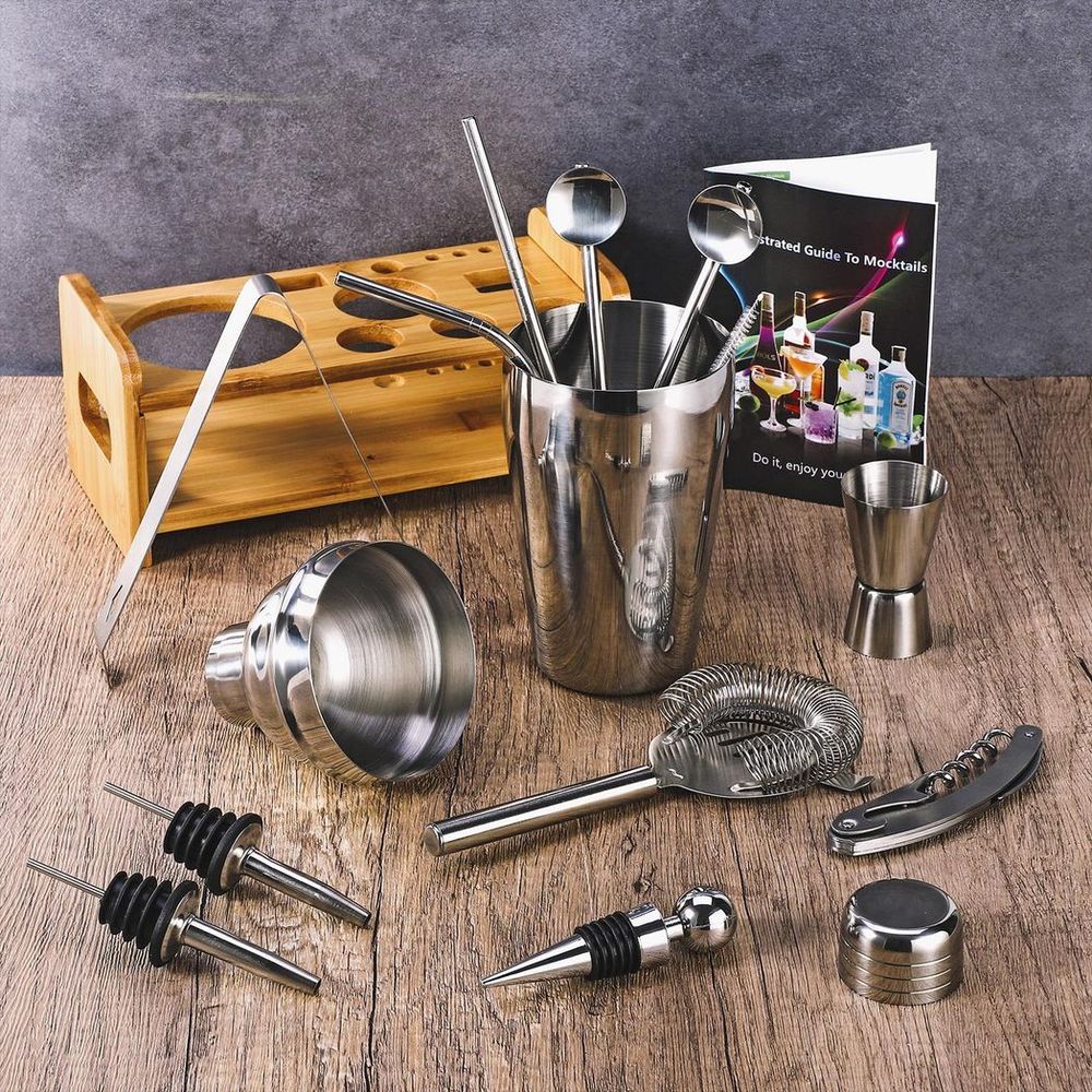 Vinsani Ultimate 15-Piece Cocktail Shaker Set for Crafting Perfect Drinks!