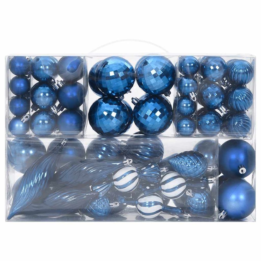 vidaXL 98-Piece Blue Christmas Bauble Set - Festive Variety for Holiday Cheer!