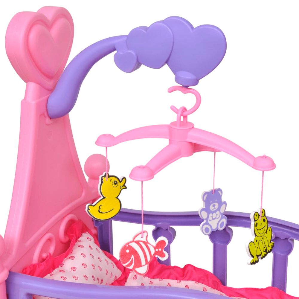 Deluxe Pink & Purple Toy Doll Bed Set for Kids - Easy Assembly & Fun!