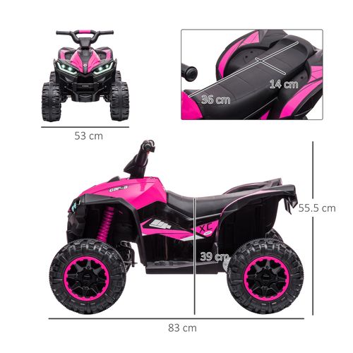 HOMCOM 12V Kids Pink Quad Bike - Fun & Safe Ride-On ATV for 3-5 Years