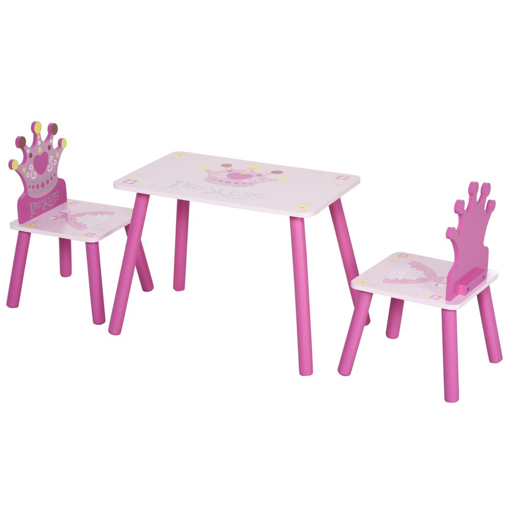 Enchanting 3-Piece Kids Princess Chair & Table Set - Pink Royal Furniture