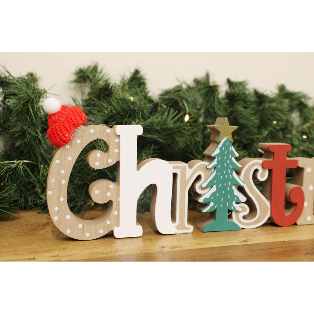 Rustic Freestanding Wooden Christmas Sign ? Festive Holiday D?cor