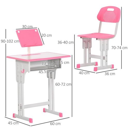 Stylish Pink Kids Desk & Chair Set with Storage, Safe Design for Fun Learning!