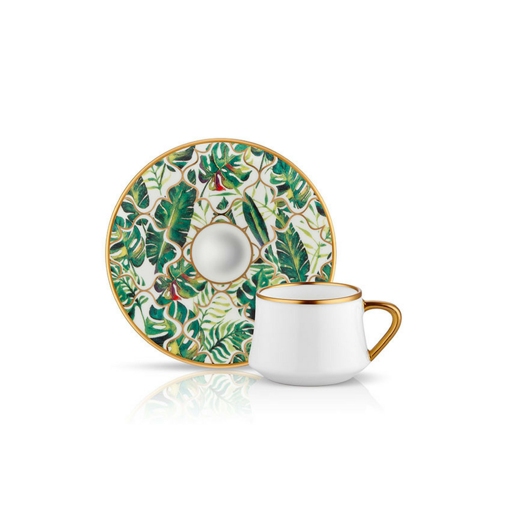 Sufi Elegance: Hand-Painted Bone China Coffee Cup & Saucer Set - 90cc