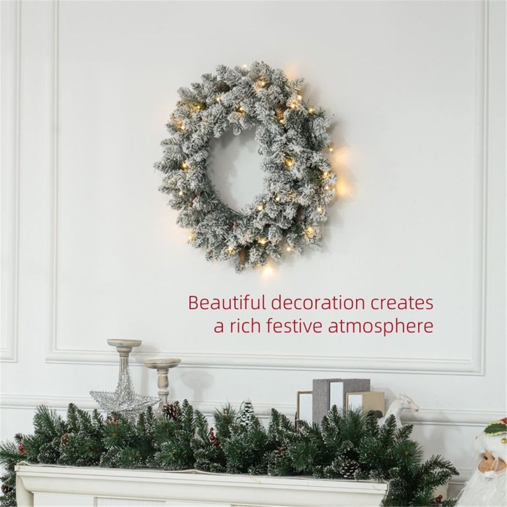 Illuminated Christmas Snowman Wreath with Festive Decor & Timer Lights