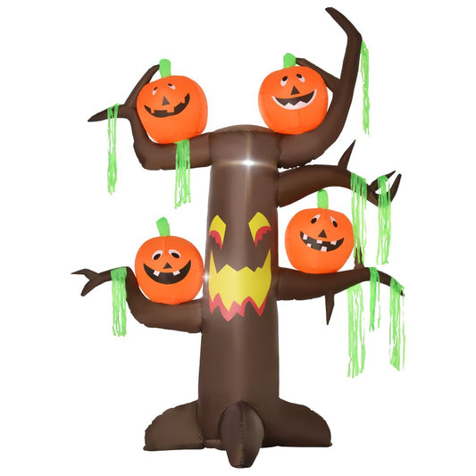 Spooktacular 2.4m Inflatable Ghost Tree with Pumpkins & 6 LED Lights