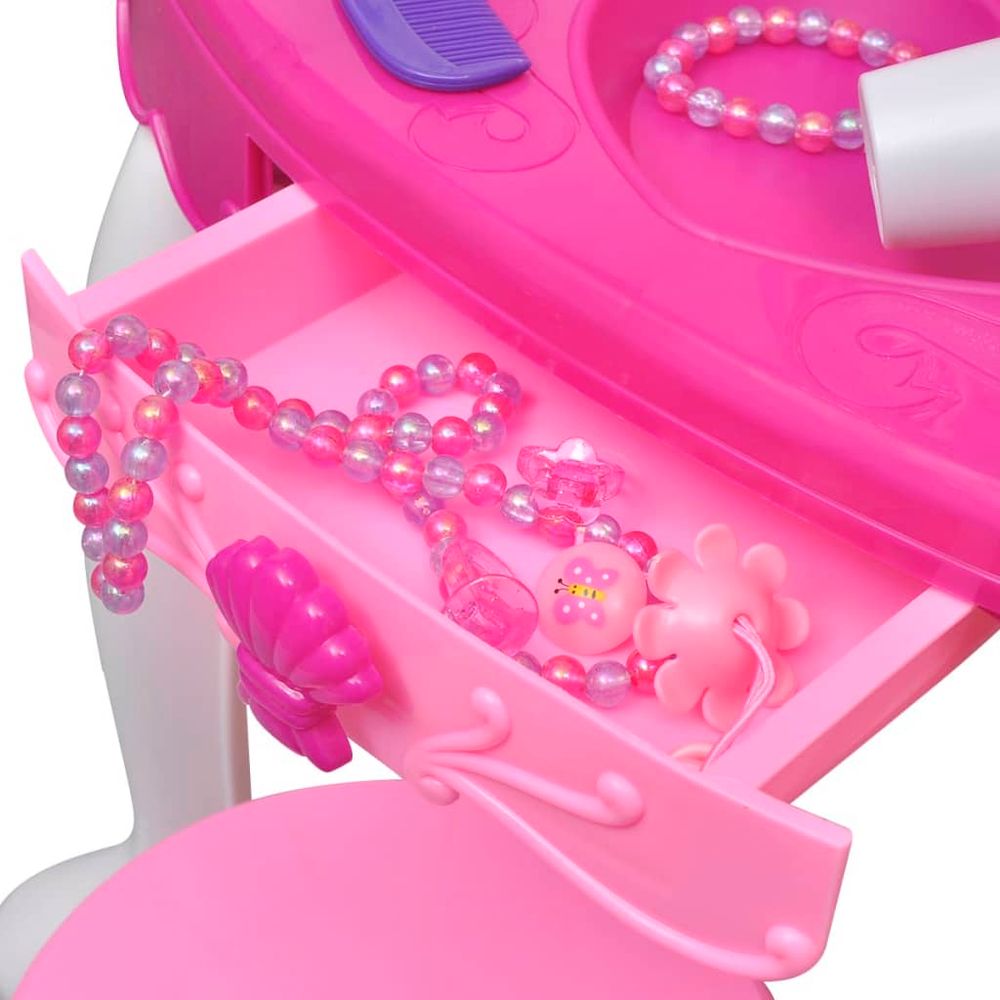 Deluxe 3-Mirror Kids' Vanity Table with Lights & Sounds - Pink & Blue Fun!