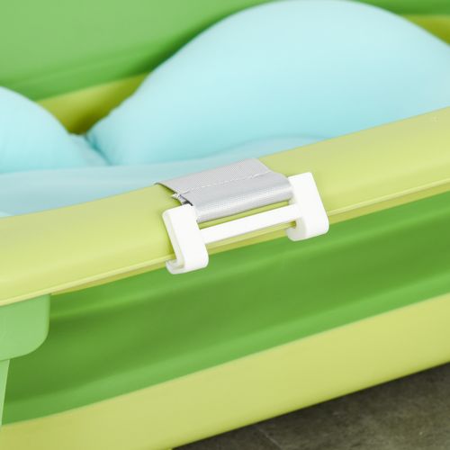 Foldable Baby Bath Tub with Cushioned Comfort for Toddlers - Green HOMCOM