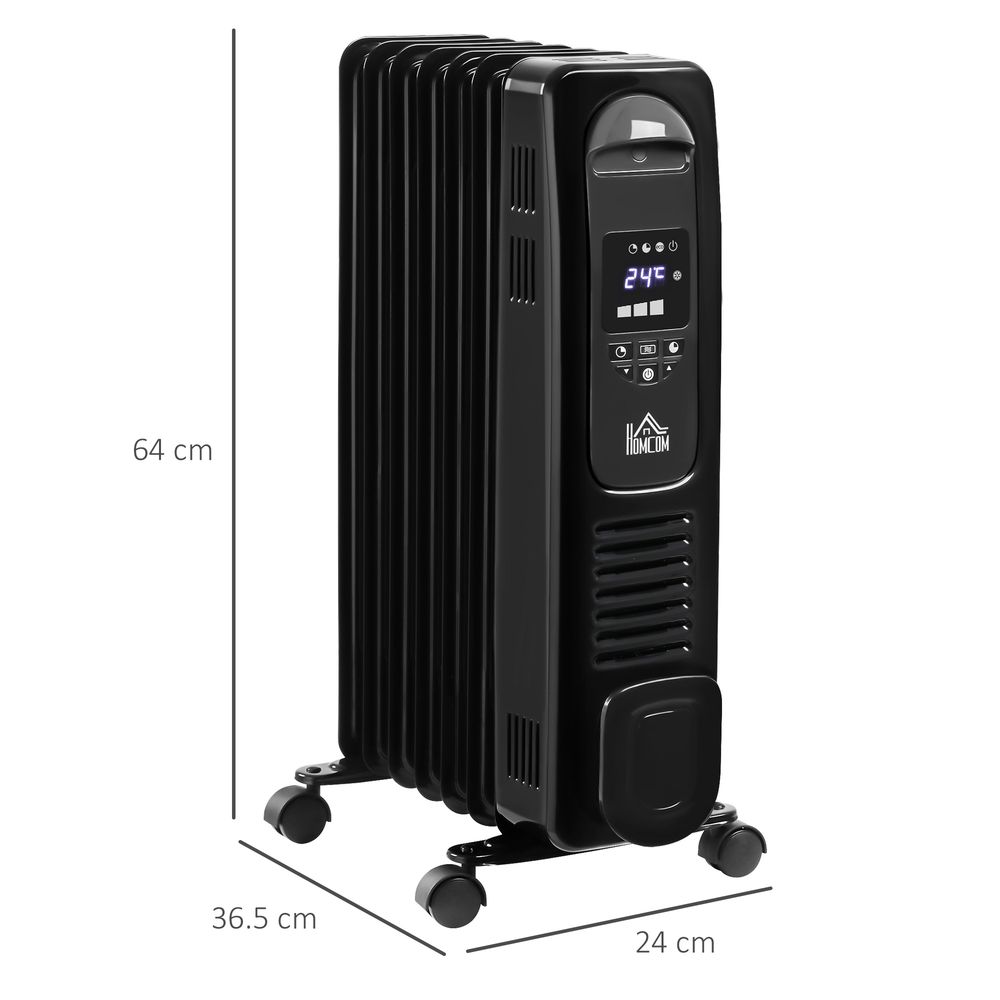 Efficient 1500W Portable Digital Oil Filled Radiator with LED & Eco Mode