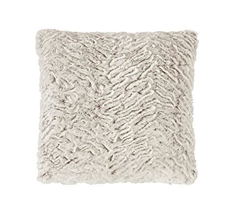 Chic Textured Faux Fur Cushion - Stylish 18" Natural Accent for Home & Travel