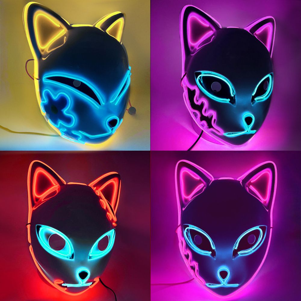 Vibrant LED Demon Slayer Mask - Ultimate Neon Cosplay for Halloween Parties!