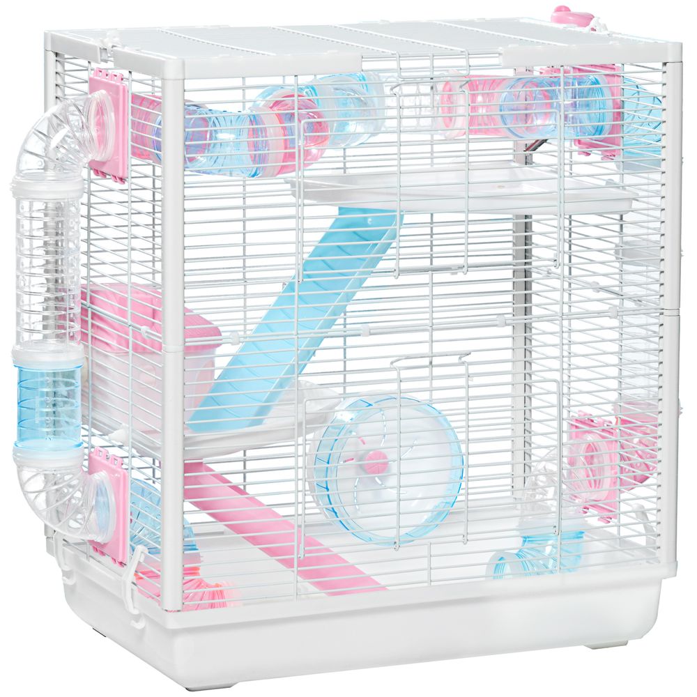 PawHut Deluxe 3-Tier Hamster Cage with Tunnel, Ramps & Exercise Wheel