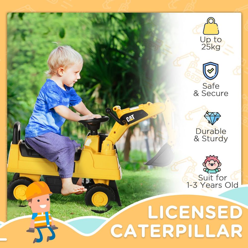 HOMCOM CAT Kids Ride-On Construction Digger with Controllable Shovel!