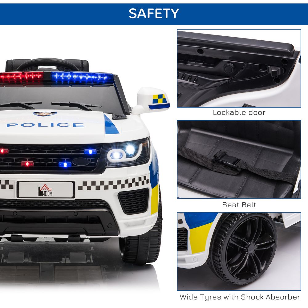 12V Kids Police Car Ride-On with Remote Control, Sirens & Bluetooth Fun!