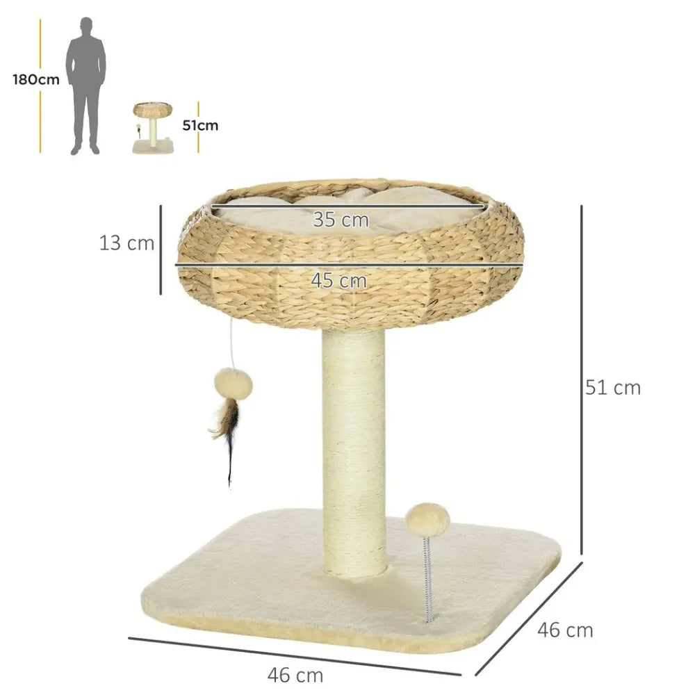 Deluxe 51cm Cat Tree with Cozy Bed, Toy Ball & Durable Scratching Post