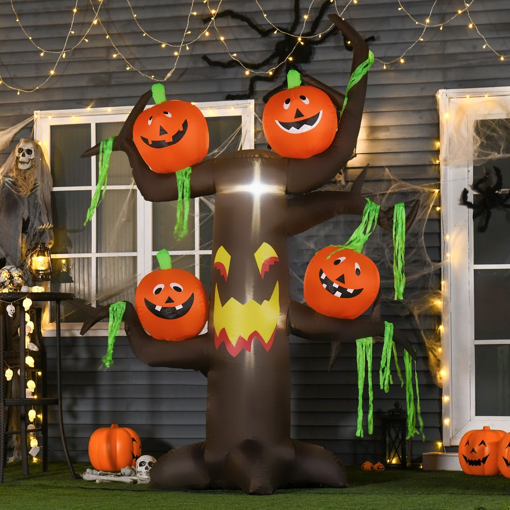 Spooktacular 2.4m Inflatable Ghost Tree with Pumpkins & 6 LED Lights