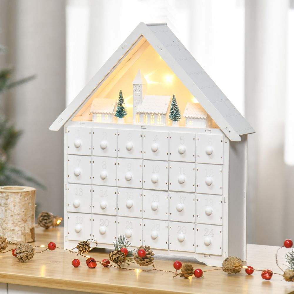 Magical 24-Drawer Light-Up Wooden Christmas Advent Calendar Countdown