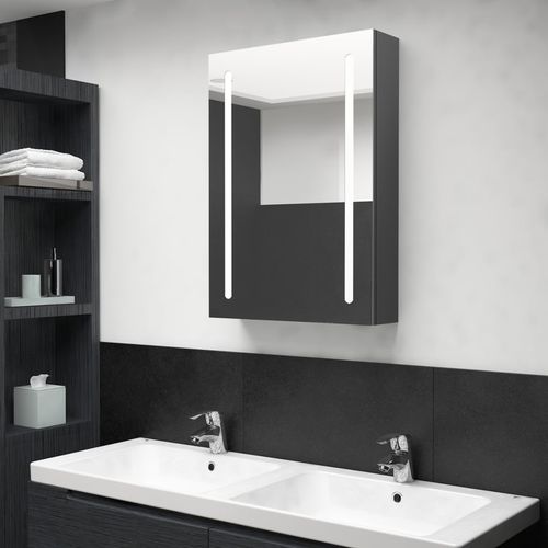 vidaXL 50 cm LED Bathroom Mirror Cabinet - Modern Concrete Grey Design