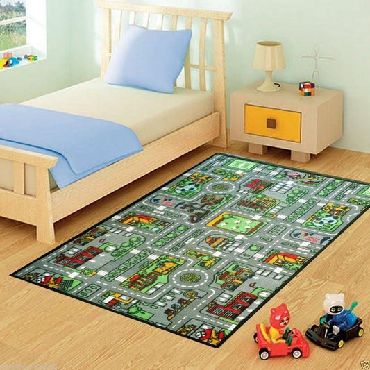 Cheerful KIDS VILLAGE ROAD Rug - 100x165cm Soft & Stylish Kids Room Essential!