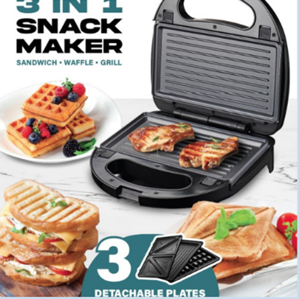 Domestic King 3-in-1 Snack Maker: Perfect Toasties, Grilled Cheese & More!