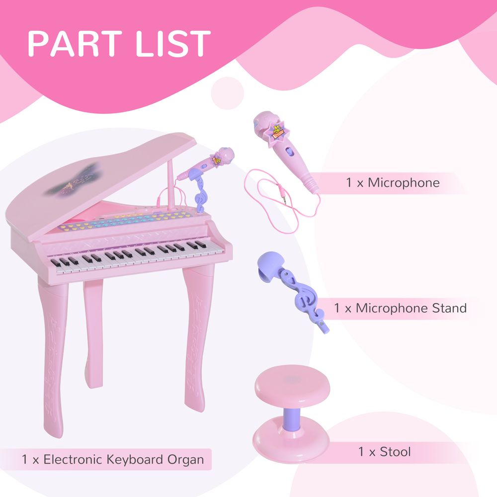 Enchanting Pink 37-Key Mini Piano Keyboard Set with Microphone & Stool