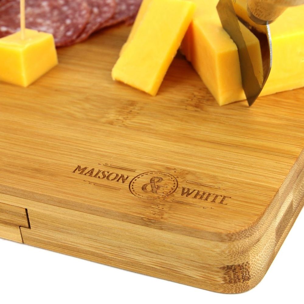 Elegant Bamboo Cheese Board & Knife Set ? Perfect for Entertaining!