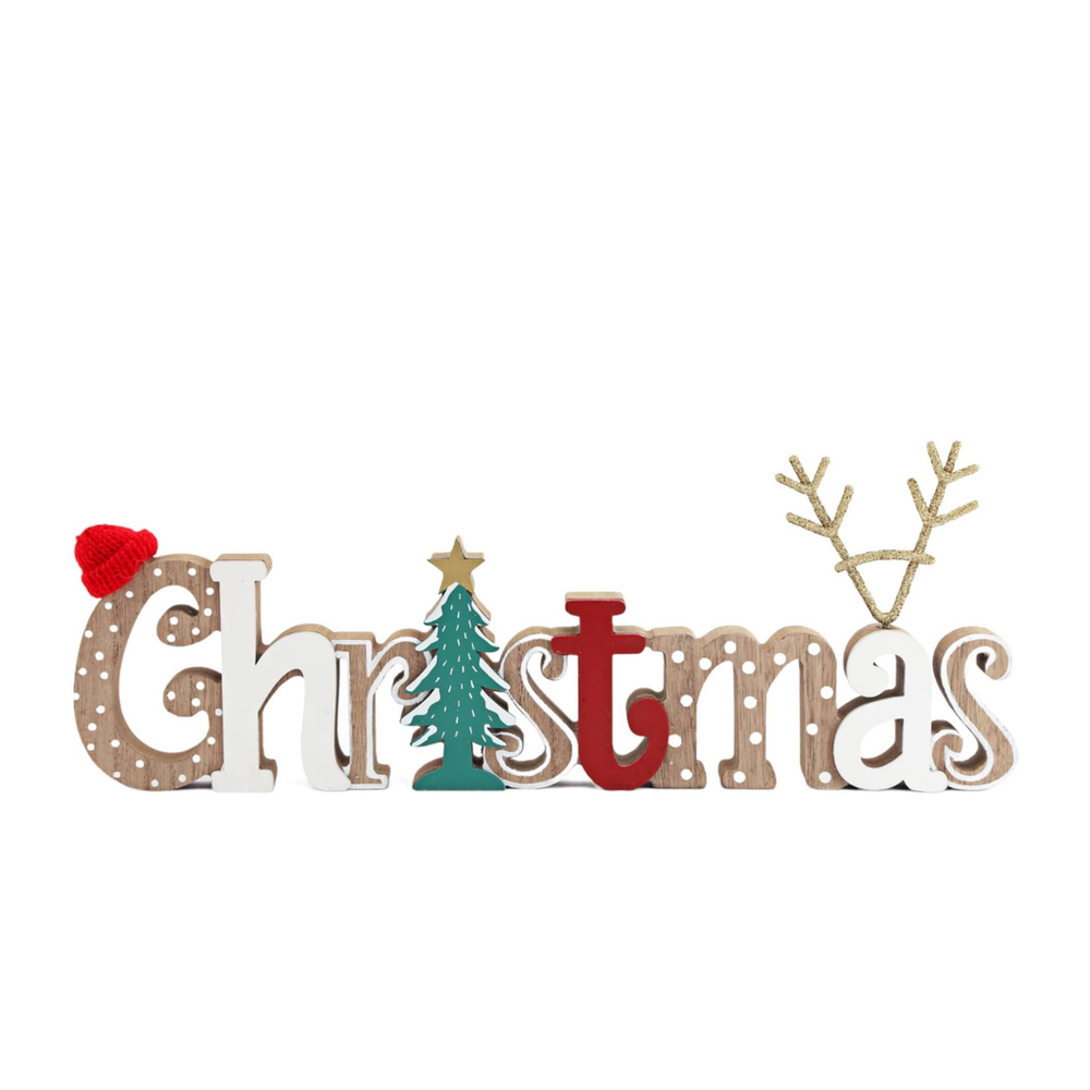 Rustic Freestanding Wooden Christmas Sign ? Festive Holiday D?cor