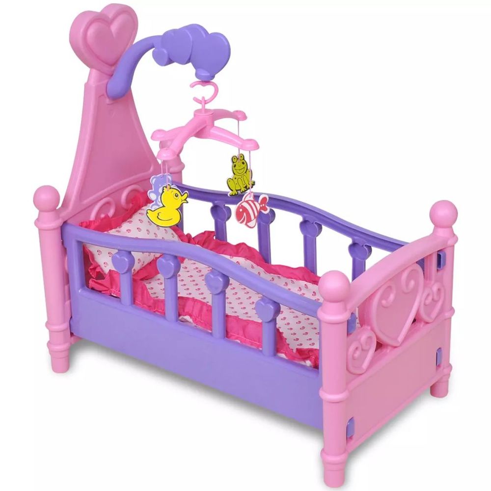 Deluxe Pink & Purple Toy Doll Bed Set for Kids - Easy Assembly & Fun!