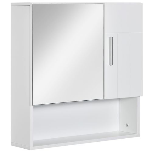 Sleek White Wall-Mounted Mirror Cabinet with Adjustable Shelves & Storage