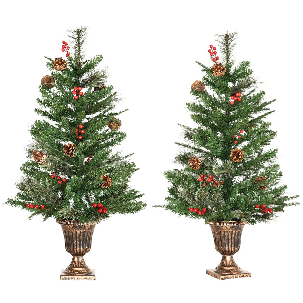 Festive Duo: 3FT HOMCOM Mini Artificial Christmas Trees for Any Space