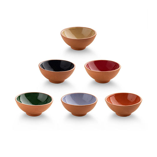 Elegant Moroccan Ceramic Bowls Set of 6 - Handcrafted 8cm Dinnerware