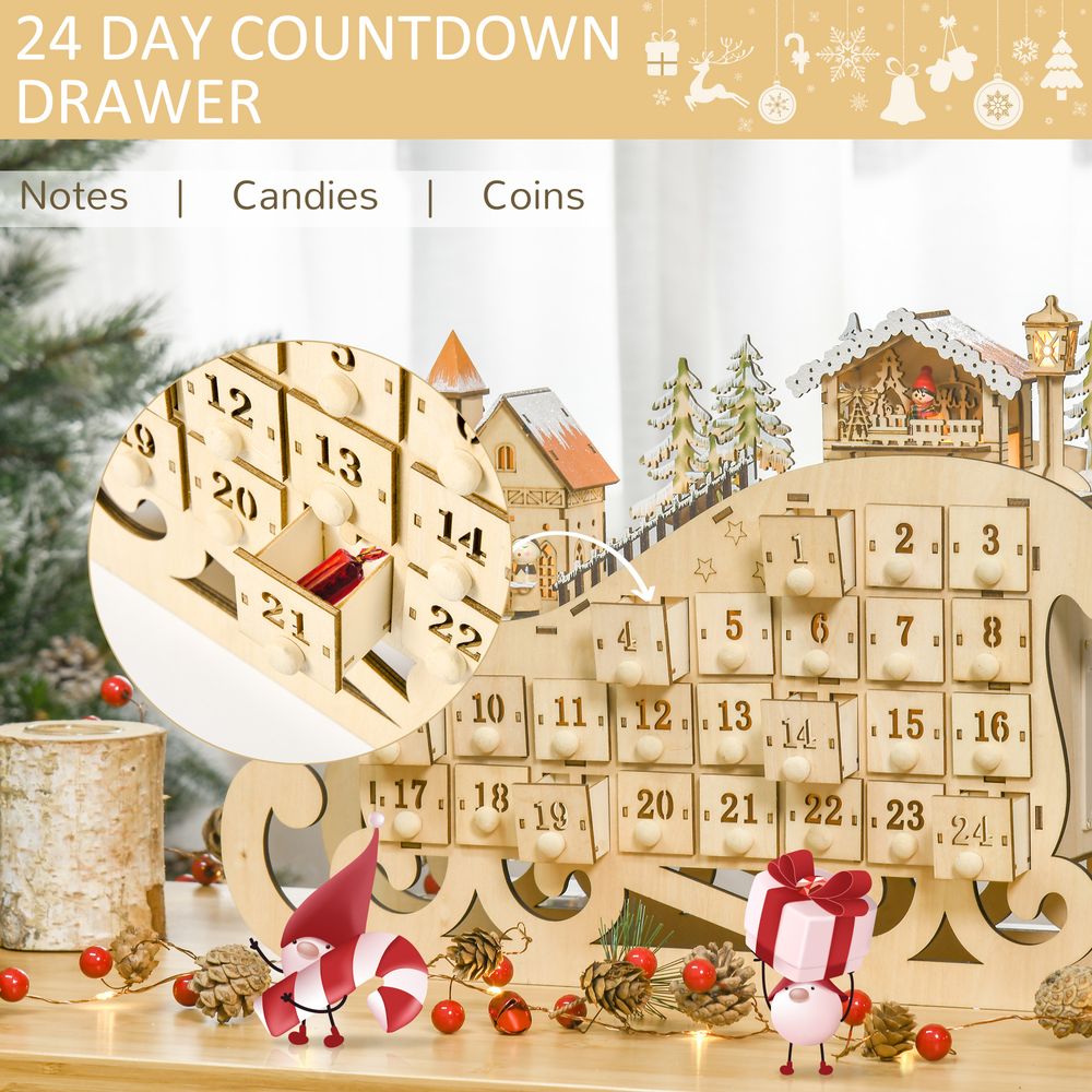 Enchanting Wooden Sleigh Advent Calendar: 24 Days of Holiday Magic