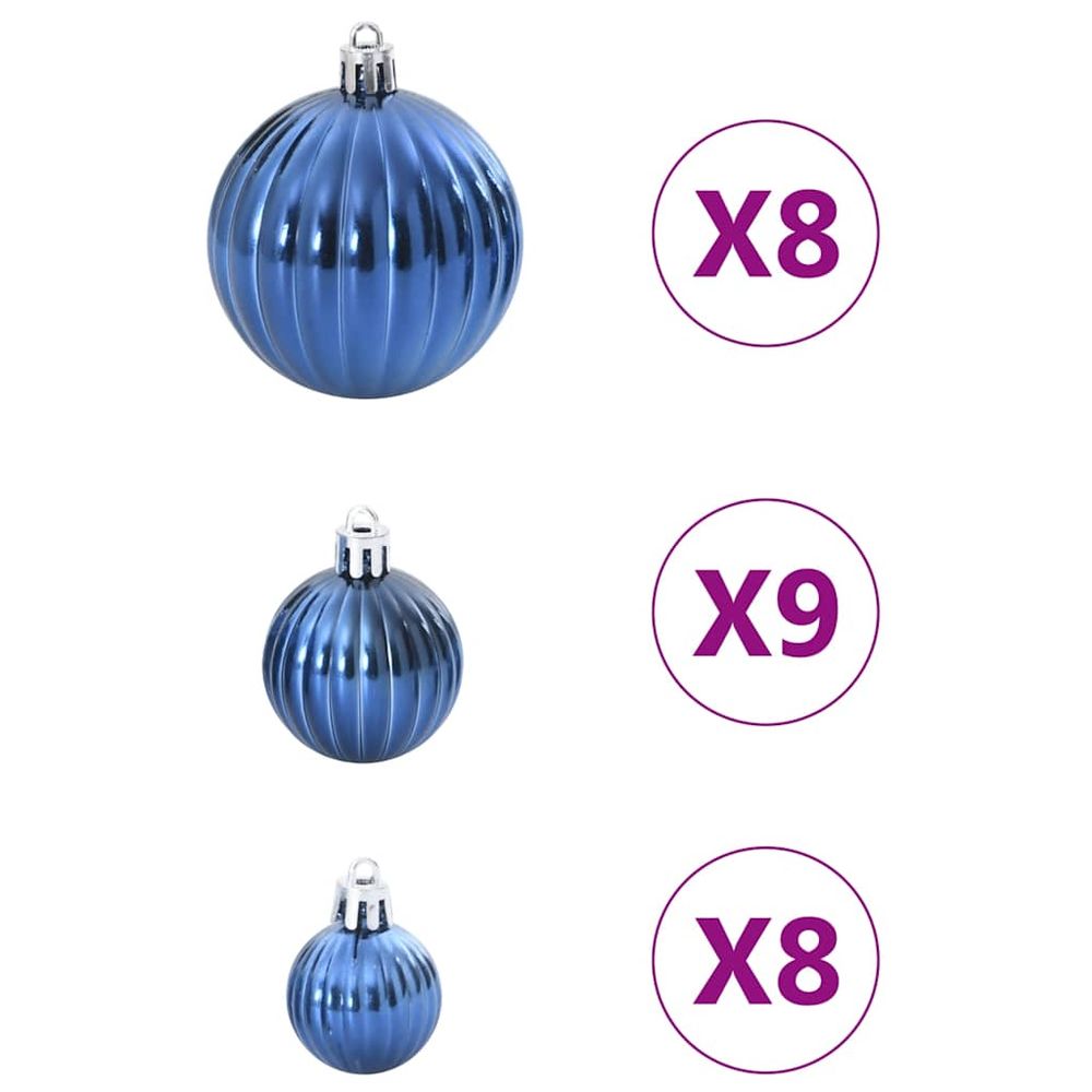 vidaXL 100-Piece Set of Blue Christmas Baubles in Various Styles