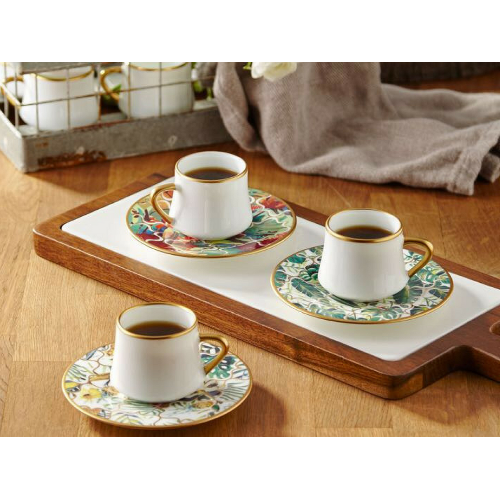 Sufi Elegance: Hand-Painted Bone China Coffee Cup & Saucer Set - 90cc