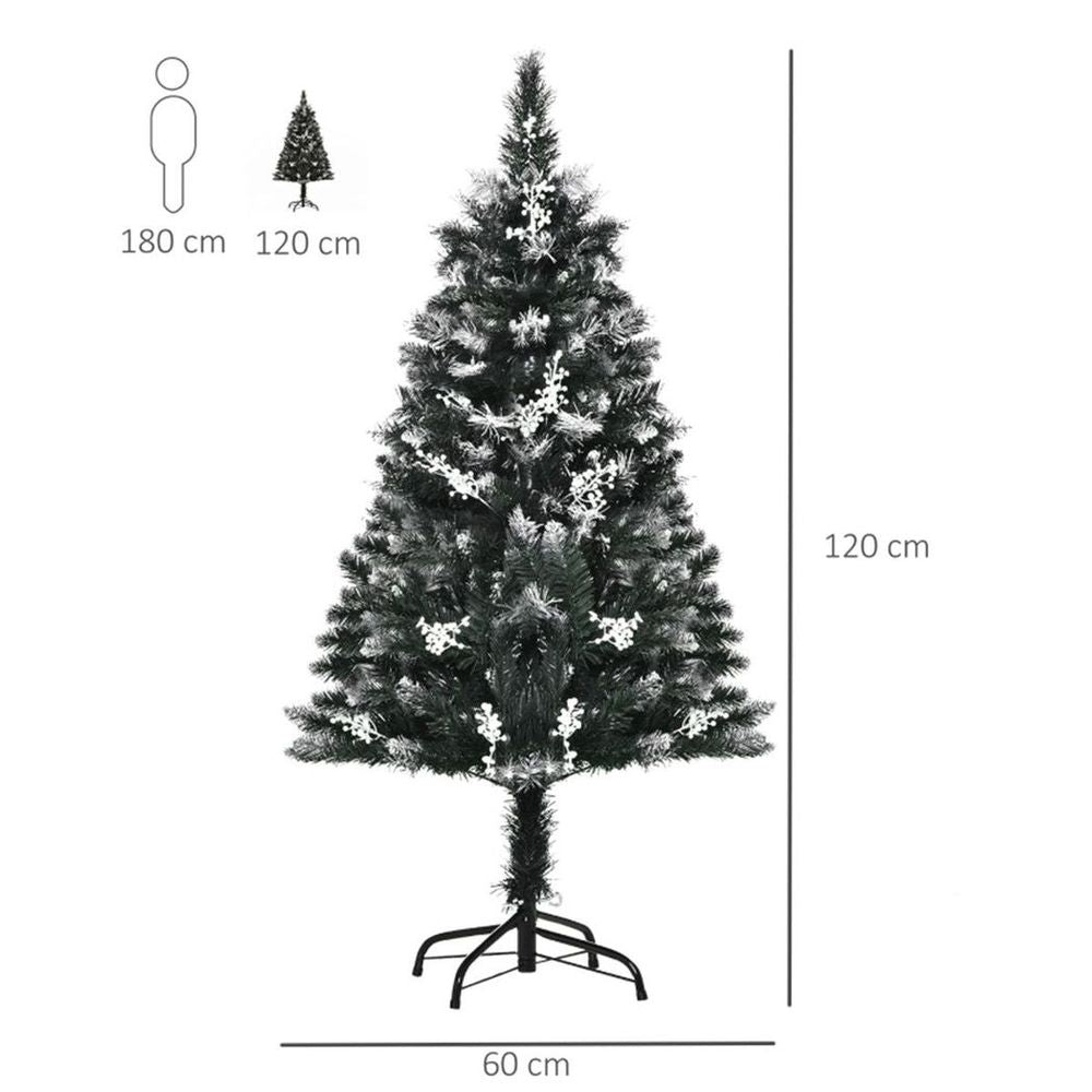 Enchanting 4ft Snow-Look Christmas Tree with 28 Berries & Full Branch Design