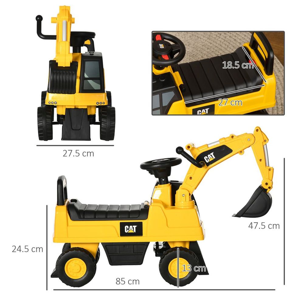 HOMCOM CAT Kids Ride-On Construction Digger with Controllable Shovel!