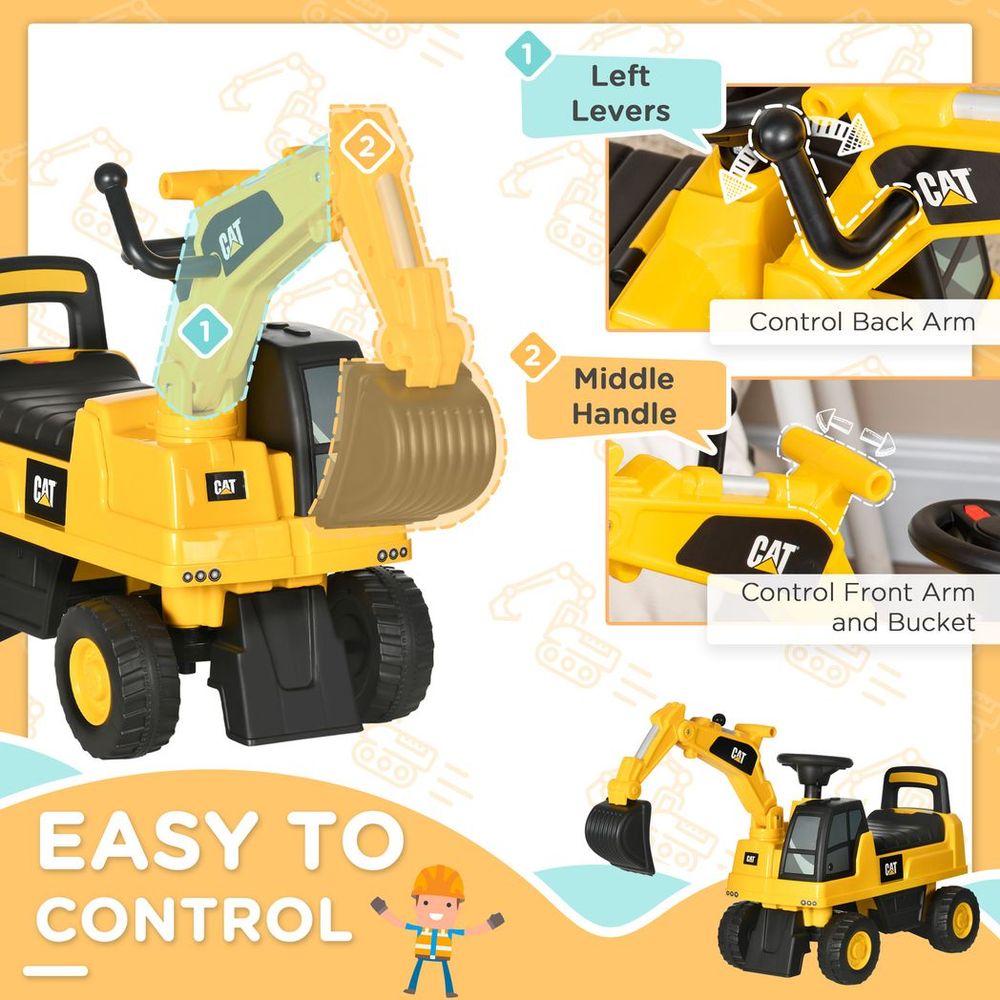 HOMCOM CAT Kids Ride-On Construction Digger with Controllable Shovel!