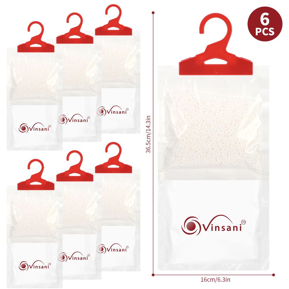 VINSANI 6PC Hydrophilic Hanging Dehumidifier Bags - Moisture Away!