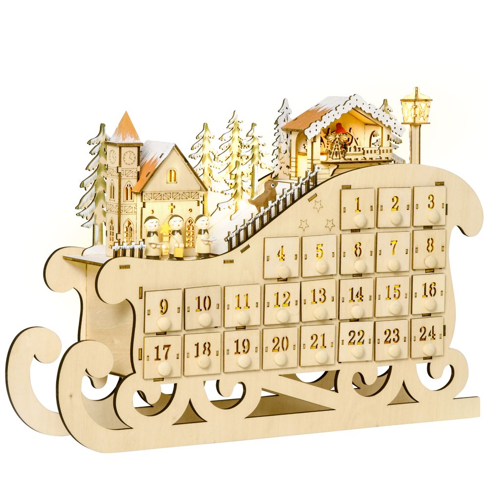 Enchanting Wooden Sleigh Advent Calendar: 24 Days of Holiday Magic