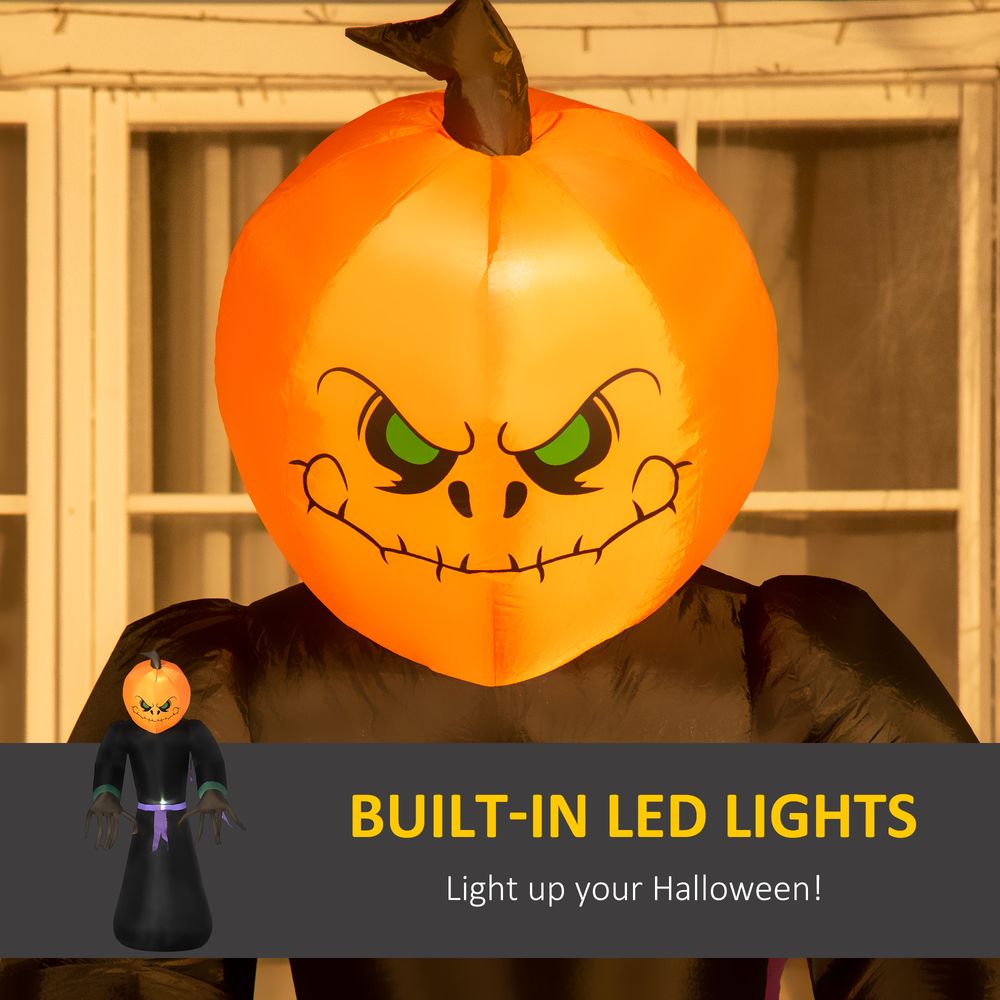 Spooky 2.1m Inflatable Pumpkin Man - Light Up Your Halloween Yard!